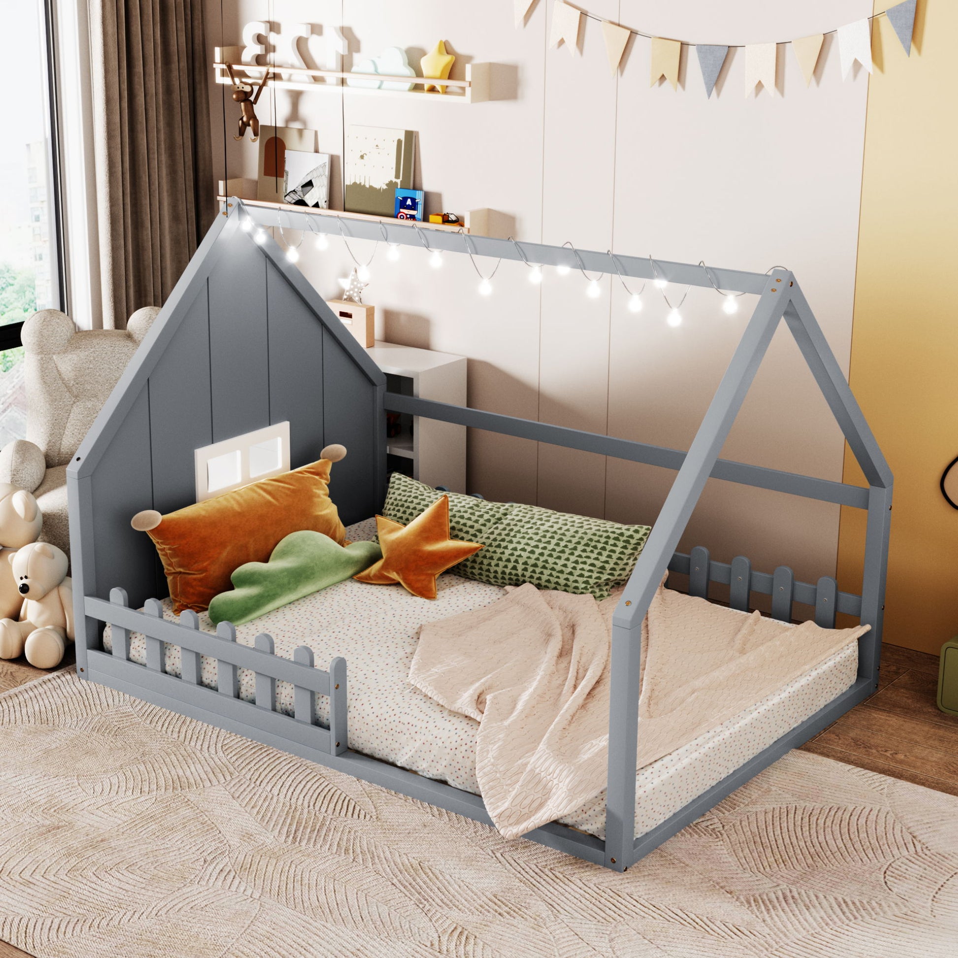 House Bed With Window And Fence - The Sleep Loft - Online Mattress Showroom NYC