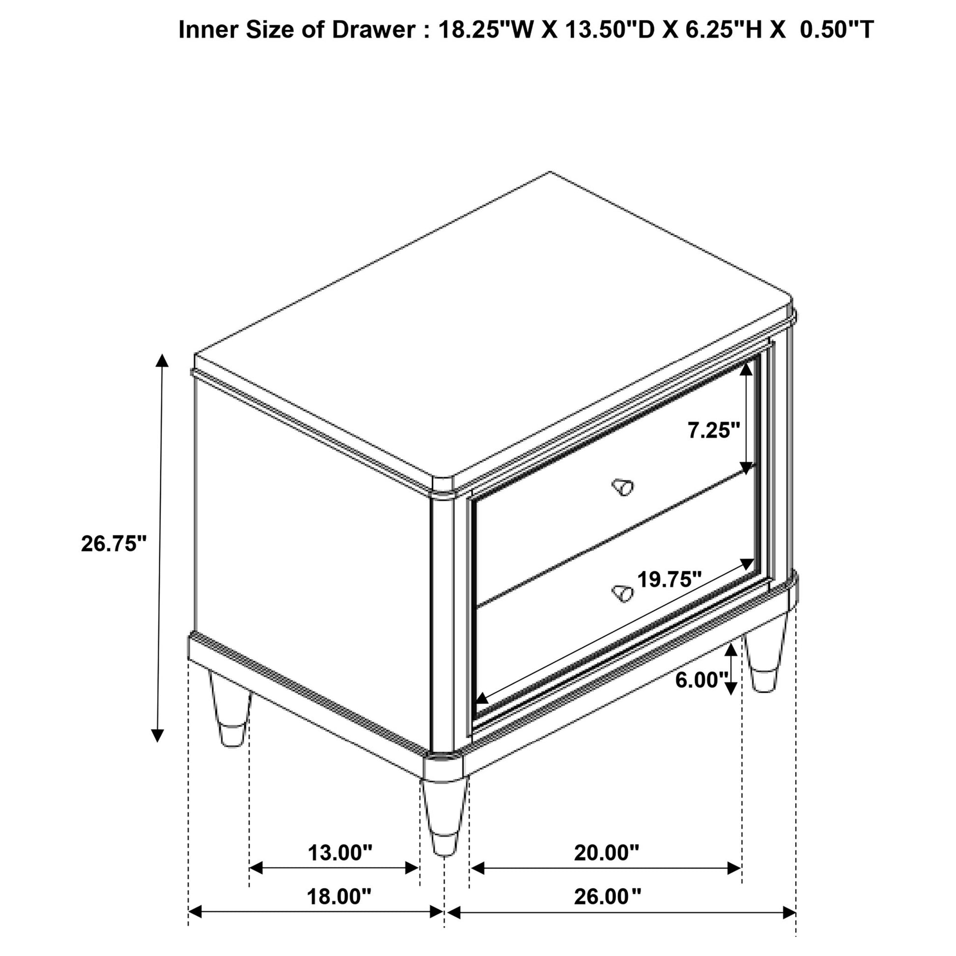 Niguel - 2 Drawer Nightstand With Felt Lined Top Drawer - Brown - The Sleep Loft - Online Mattress Showroom NYC
