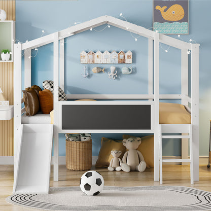 Loft House Bed With Ladder And Slide, With board And Light Strip On The Roof - The Sleep Loft - Online Mattress Showroom NYC