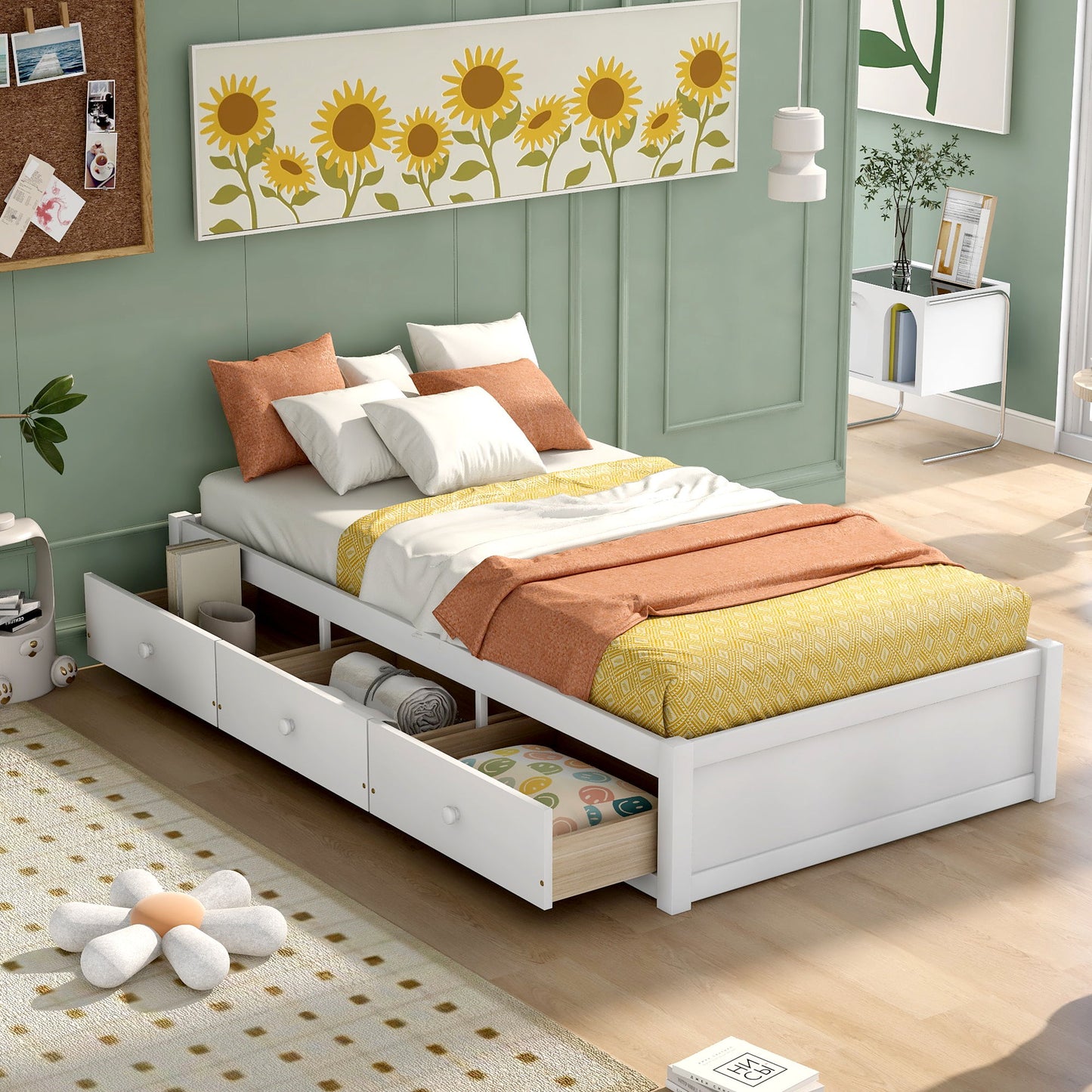 Twin Size Platform Storage Bed With 3 Drawers - White - The Sleep Loft - Online Mattress Showroom NYC