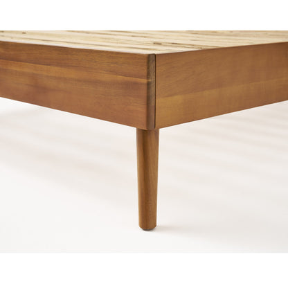 Okioki - Mid-Century Natural Stained Solid Acacia Wood Bed - The Sleep Loft - Online Mattress Showroom NYC
