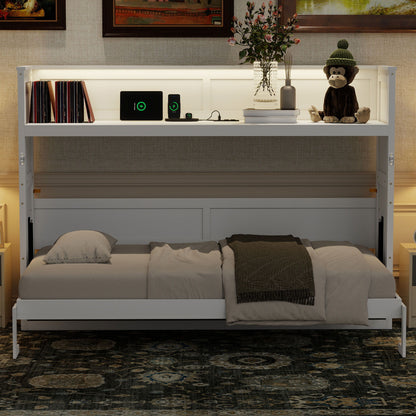 Murphy Bed With Desk, LED Light And USB Charging Station - The Sleep Loft - Online Mattress Showroom NYC