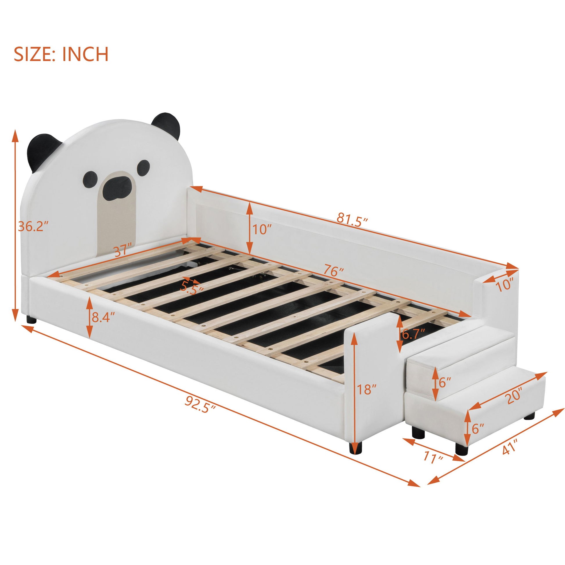 Upholstered Daybed With Bear Shaped Headboard, Hydraulic System And Breathable Fence - The Sleep Loft - Online Mattress Showroom NYC