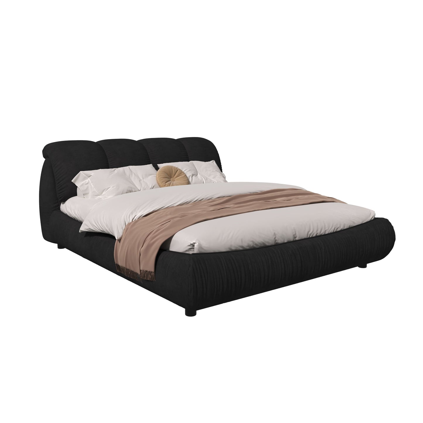 Luxury Upholstered Platform Bed With Oversized Padded Backrest And Solid Wood Frame - The Sleep Loft - Online Mattress Showroom NYC