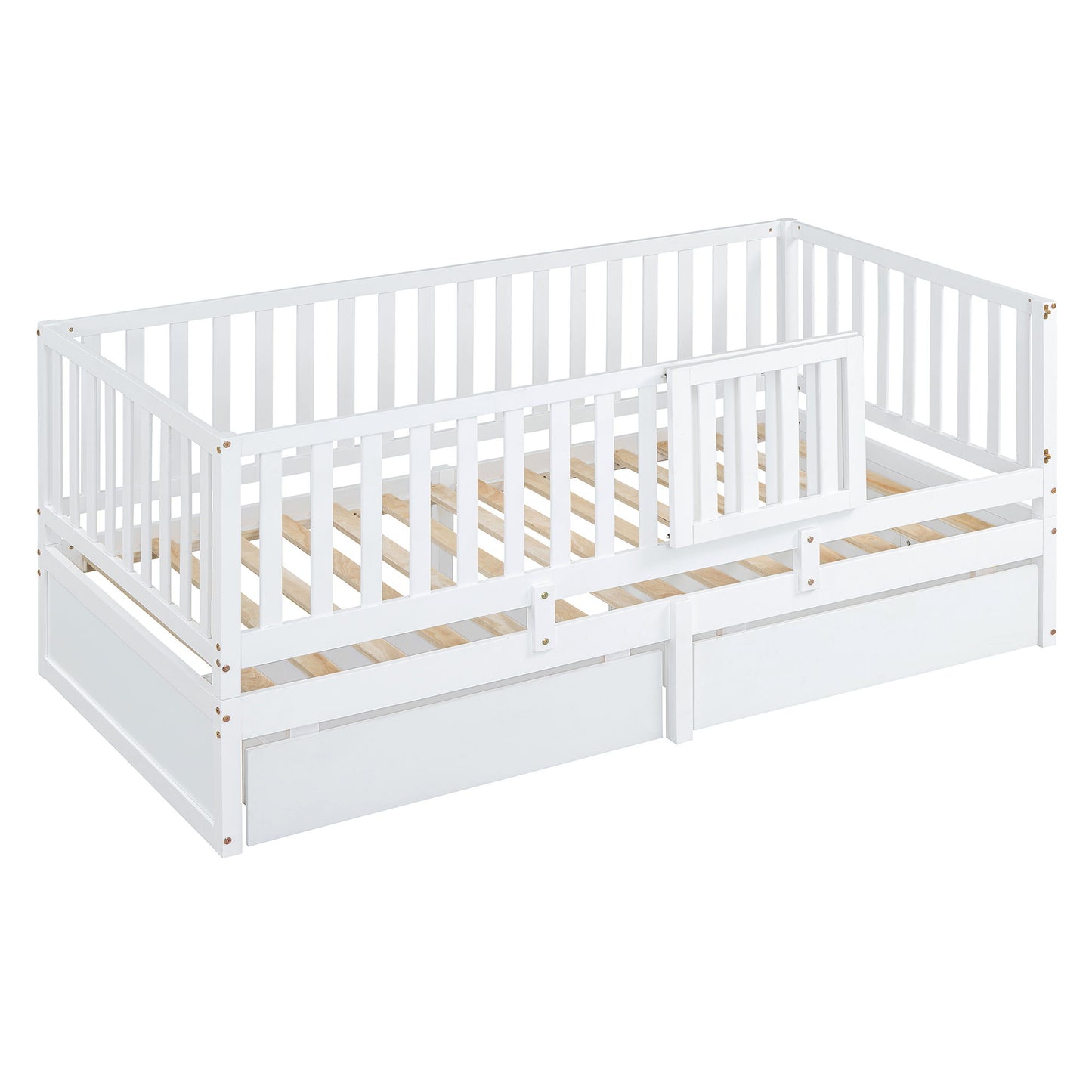 Daybed With Fence Guardrails And 2 Drawers, Split Into Independent Floor Bed & Daybed - The Sleep Loft - Online Mattress Showroom NYC