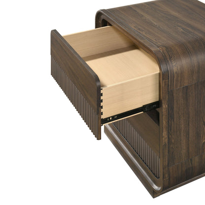 Flair Rounded Edges Nightstand, 2 Drawer Storage - Brown - The Sleep Loft - Online Mattress Showroom NYC