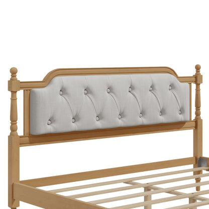 Traditional Style Solid Bed Frame With Upholstered Tufted Headboard, No Box Spring Needed - The Sleep Loft - Online Mattress Showroom NYC