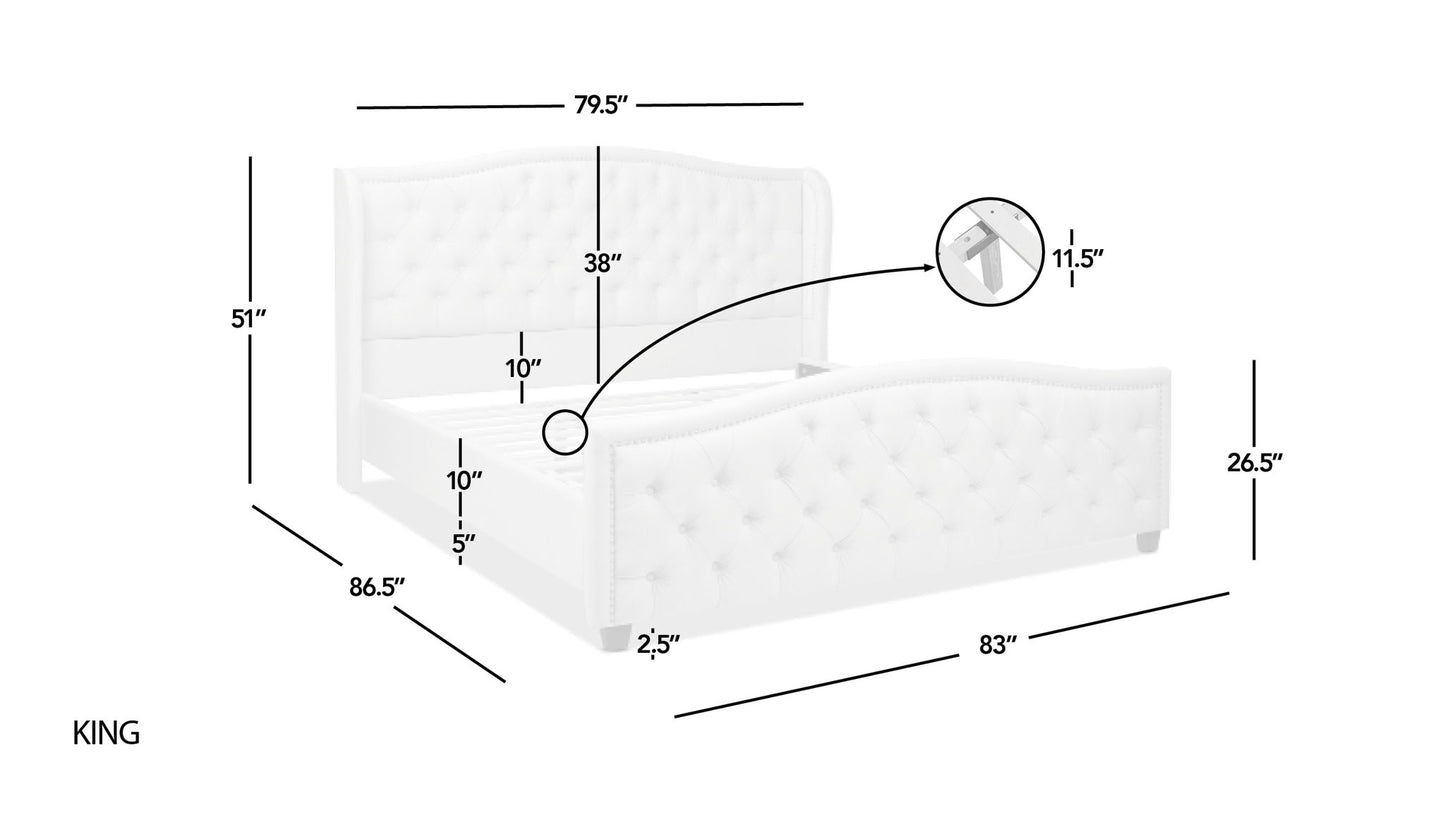 Fontana - Handcrafted Wingback Upholstered Platform Bed Frame - The Sleep Loft - Online Mattress Showroom NYC