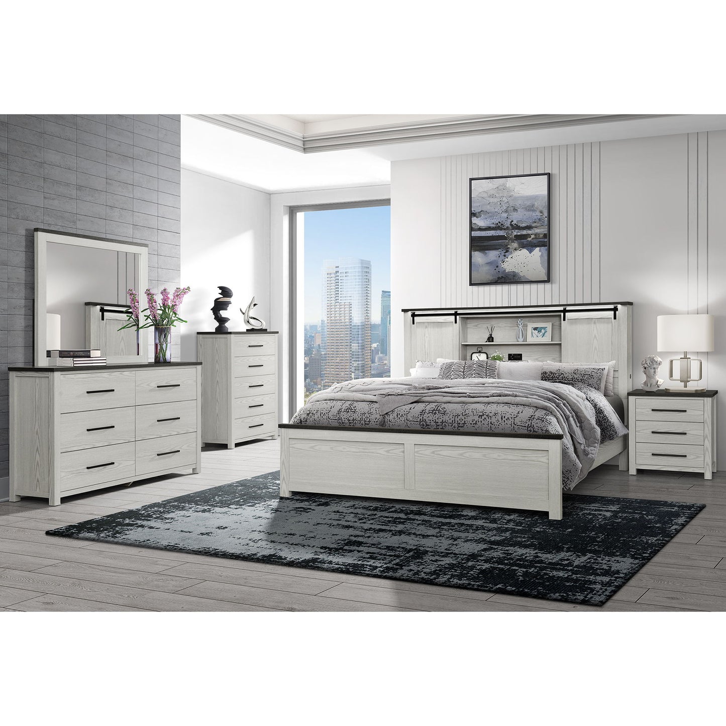 Avery - Nightstand With Top Spacious Drawers, Block Feet - Beige - The Sleep Loft - Online Mattress Showroom NYC