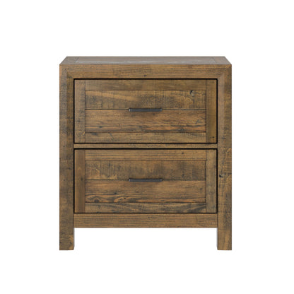 Rustic 2 Drawer Nightstand - Brown - Wood - The Sleep Loft - Online Mattress Showroom NYC