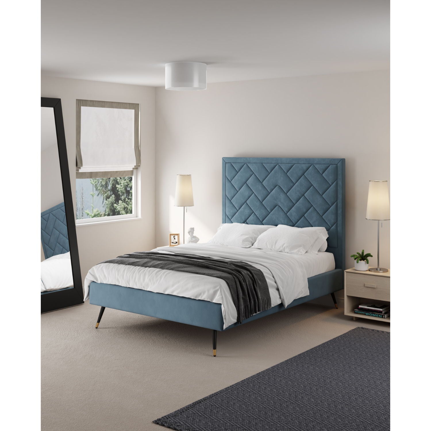 Crosby - Bed With Upholstered Headboard And Slats - The Sleep Loft - Online Mattress Showroom NYC