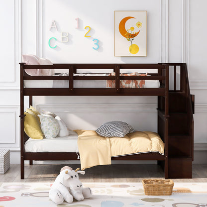 Stairway Bunk Bed With Storage And Guard Rail For Bedroom - The Sleep Loft - Online Mattress Showroom NYC