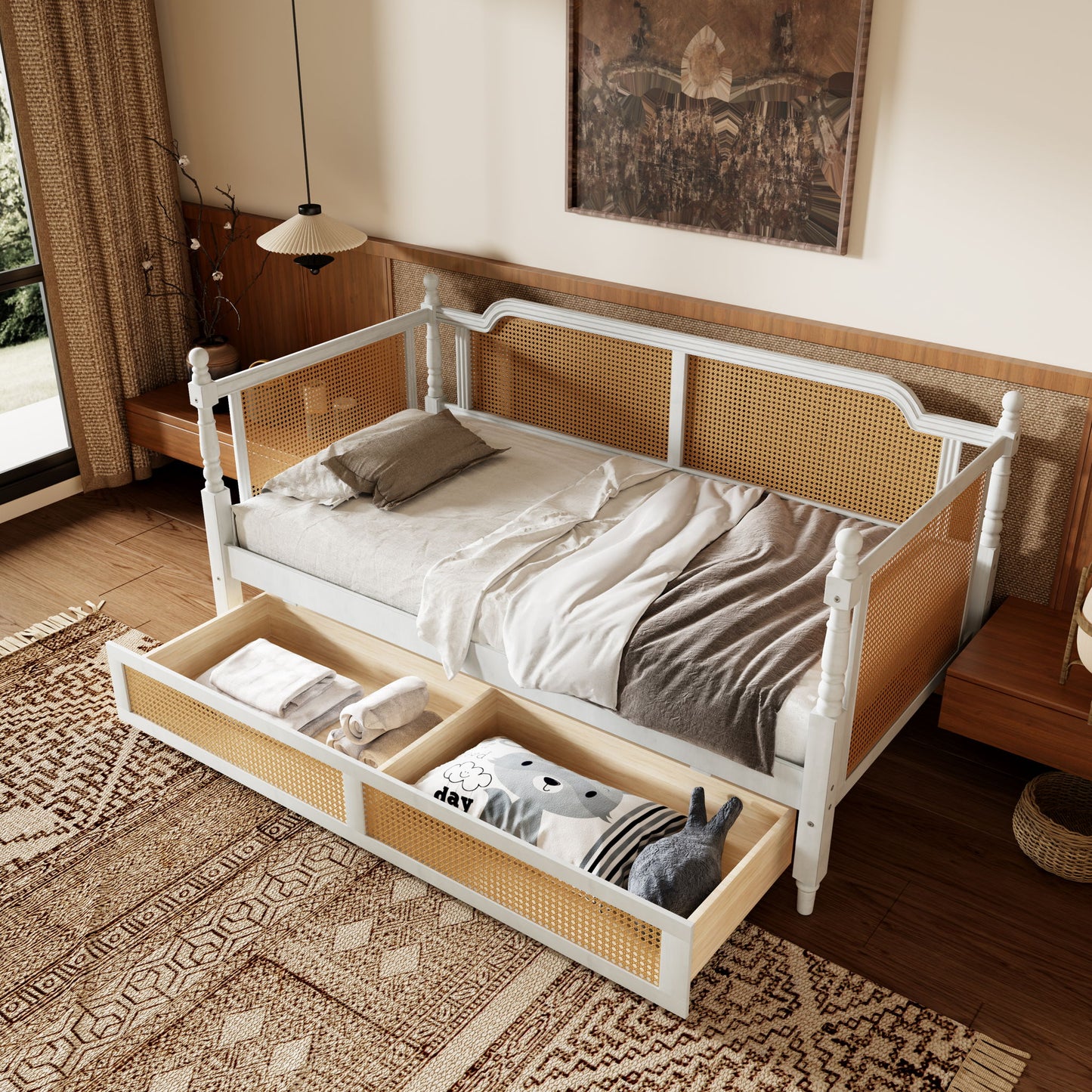 Traditional Style Rattan Daybed, No Box Spring Needed - The Sleep Loft - Online Mattress Showroom NYC