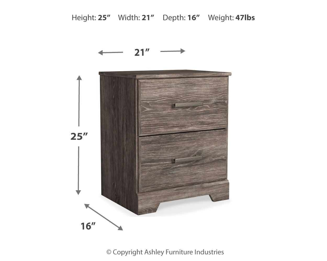 Ralinksi - Two Drawer Night Stand - Gray - The Sleep Loft - Online Mattress Showroom NYC