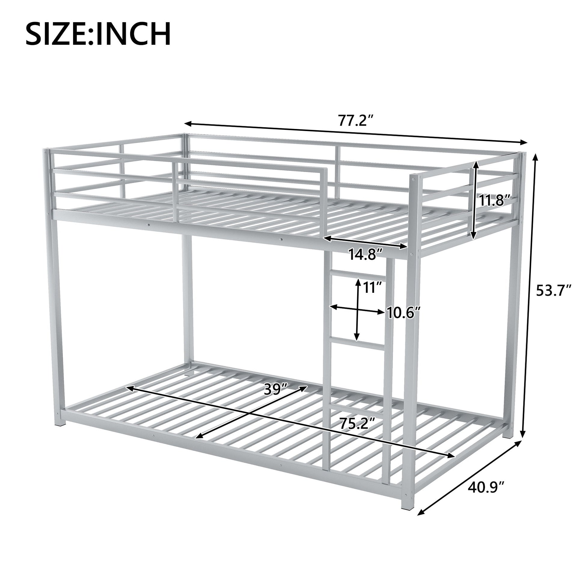 Metal Bunk Bed, Low Bunk Bed With Ladder - The Sleep Loft - Online Mattress Showroom NYC