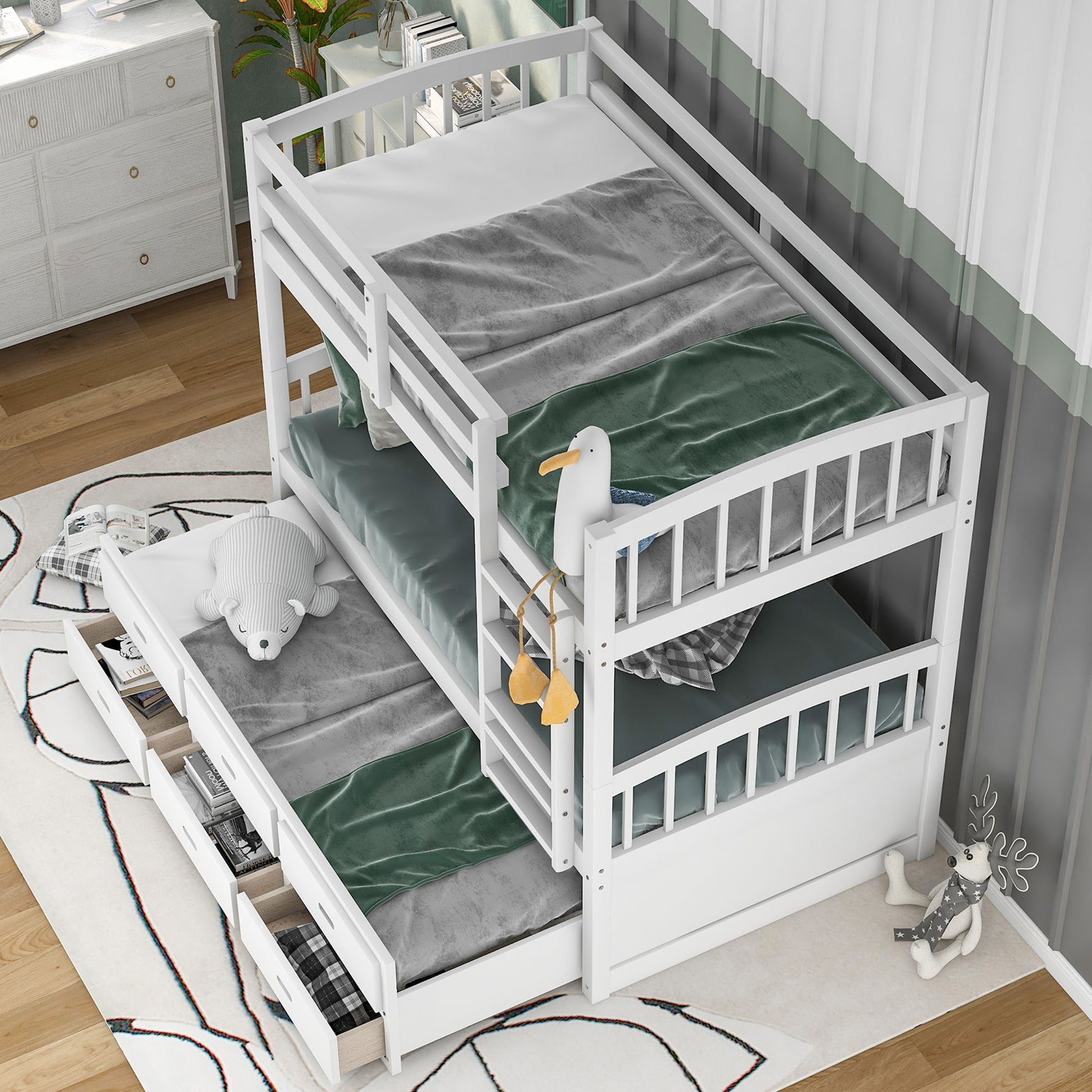 Bunk Bed With Trundle And Drawers, Arched Headboard And Footboard - The Sleep Loft - Online Mattress Showroom NYC