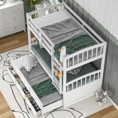 Bunk Bed With Trundle And Drawers, Arched Headboard And Footboard - The Sleep Loft - Online Mattress Showroom NYC