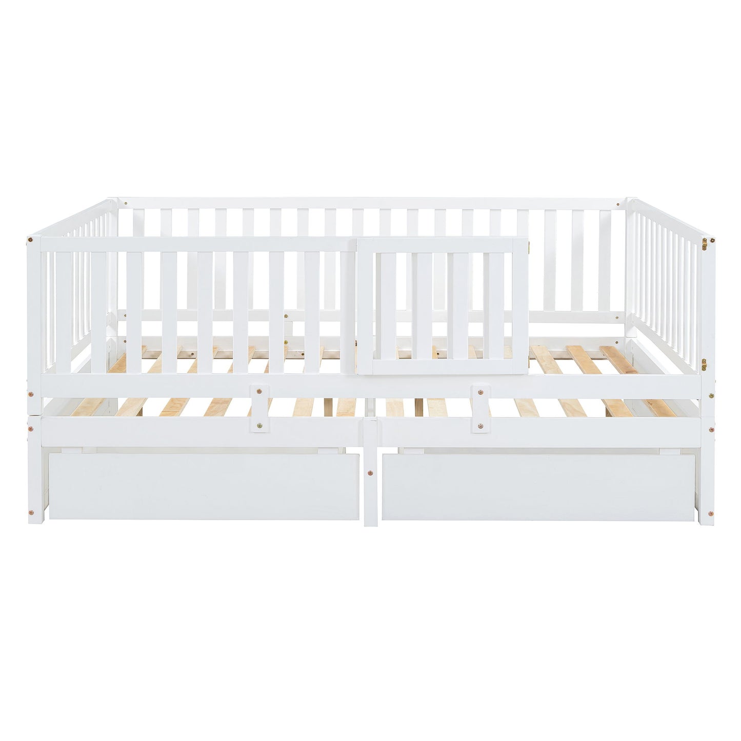 Daybed With Fence Guardrails And 2 Drawers, Split Into Independent Floor Bed & Daybed - The Sleep Loft - Online Mattress Showroom NYC