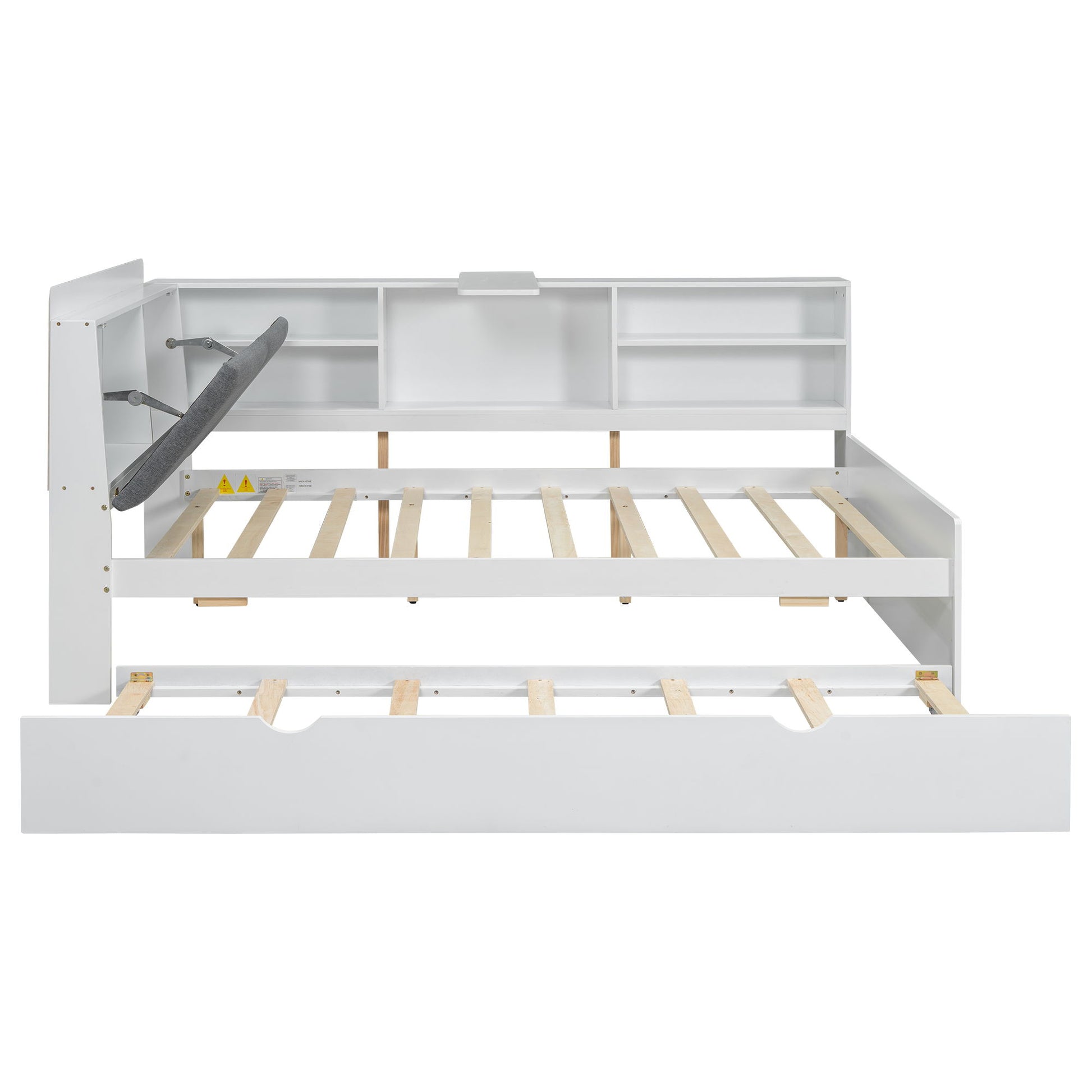 Platform Bed With Trundle, Shelves, And Storage Headboard - The Sleep Loft - Online Mattress Showroom NYC
