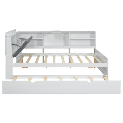 Platform Bed With Trundle, Shelves, And Storage Headboard - The Sleep Loft - Online Mattress Showroom NYC