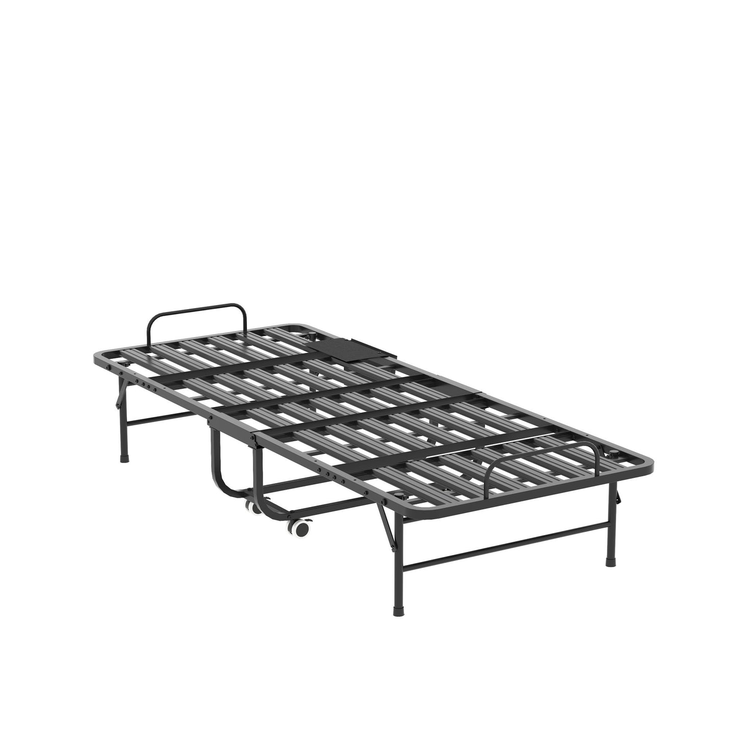 Twin Folding Bed With Memory Foam Mattress, On Wheels, Portable Bed For Adults & Guests - Black - The Sleep Loft - Online Mattress Showroom NYC