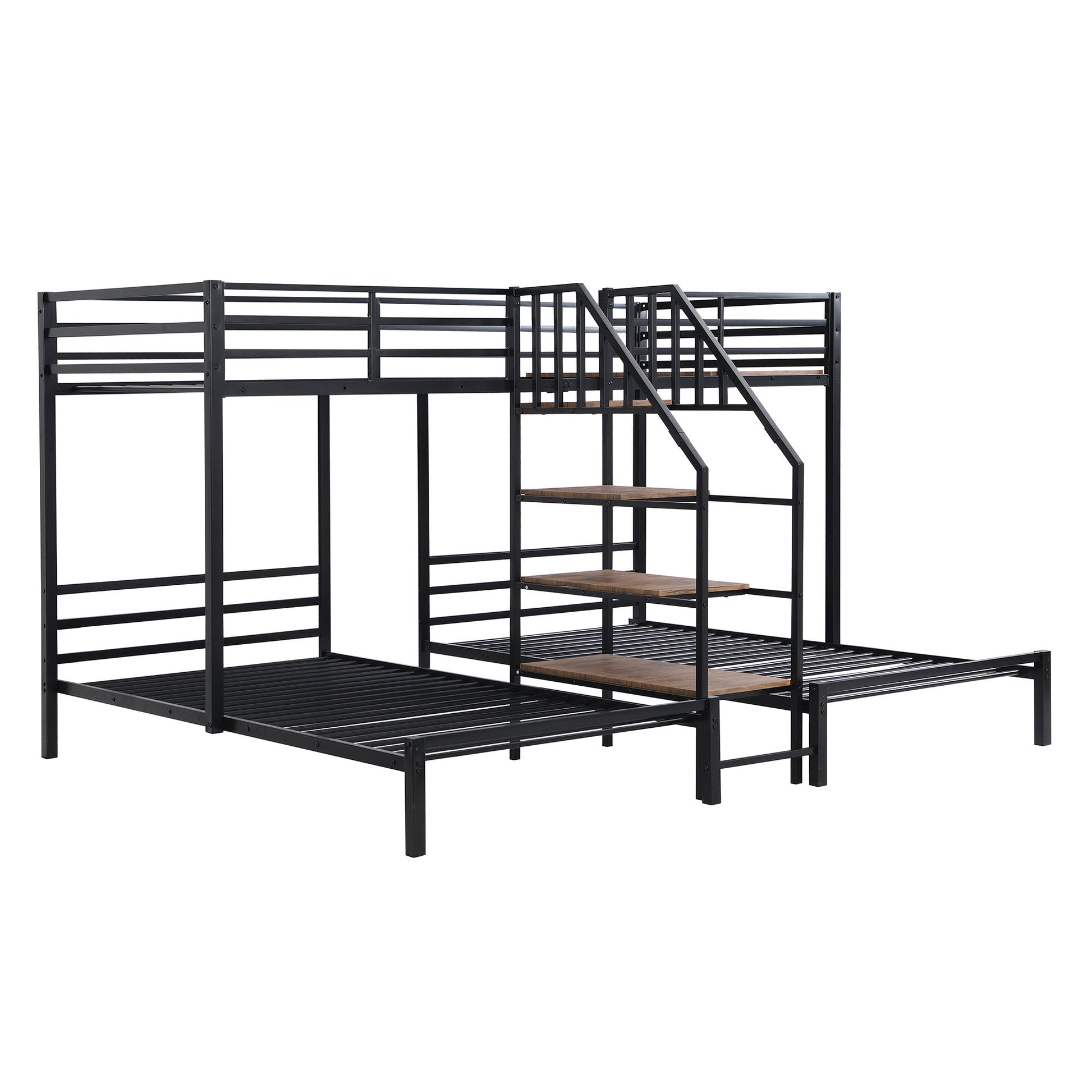 Metal Bunk Bed With Storage Shelves Staircase - The Sleep Loft - Online Mattress Showroom NYC
