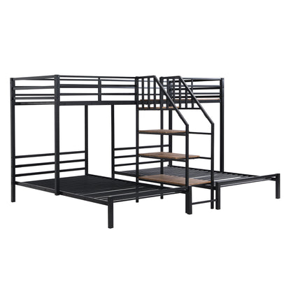 Metal Bunk Bed With Storage Shelves Staircase - The Sleep Loft - Online Mattress Showroom NYC