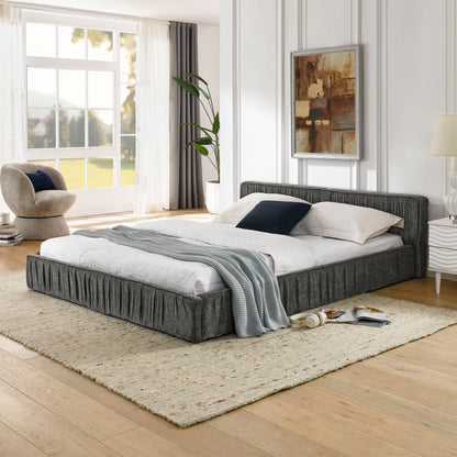 Modern Upholstered Platform Bed Frame With Pleated Design - The Sleep Loft - Online Mattress Showroom NYC