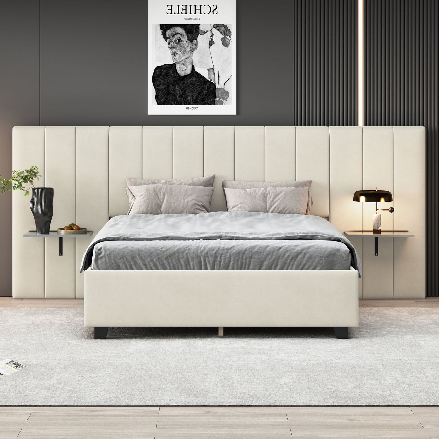 Upholstered Platform Bed With Big Headboard - The Sleep Loft - Online Mattress Showroom NYC