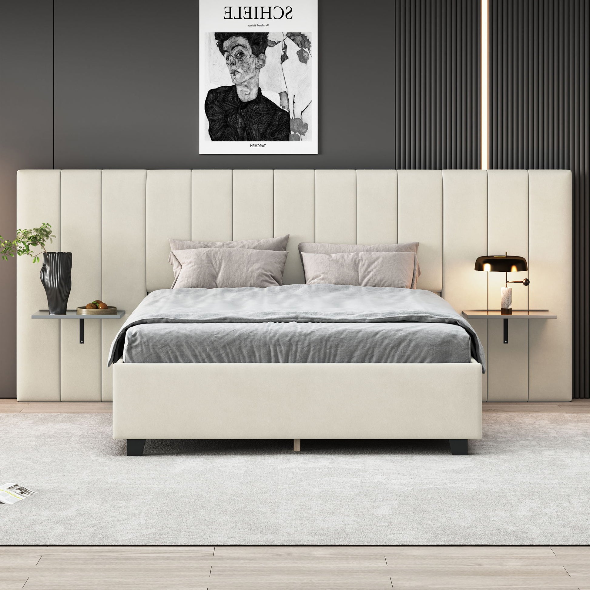 Upholstered Platform Bed With Big Headboard - The Sleep Loft - Online Mattress Showroom NYC