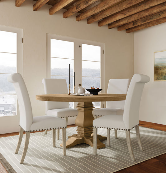 Florence 5-piece Round Dining Table Set Rustic Honey - The Sleep Loft - Online Mattress Showroom NYC