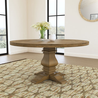 Florence Round 60-inch Wood Dining Table Rustic Honey