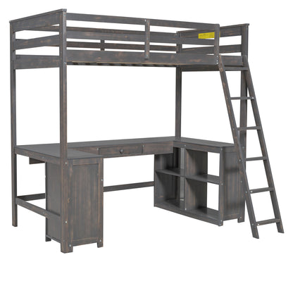 Loft Bed With U-Shaped Desk, Drawers, And Storage Shelves - The Sleep Loft - Online Mattress Showroom NYC