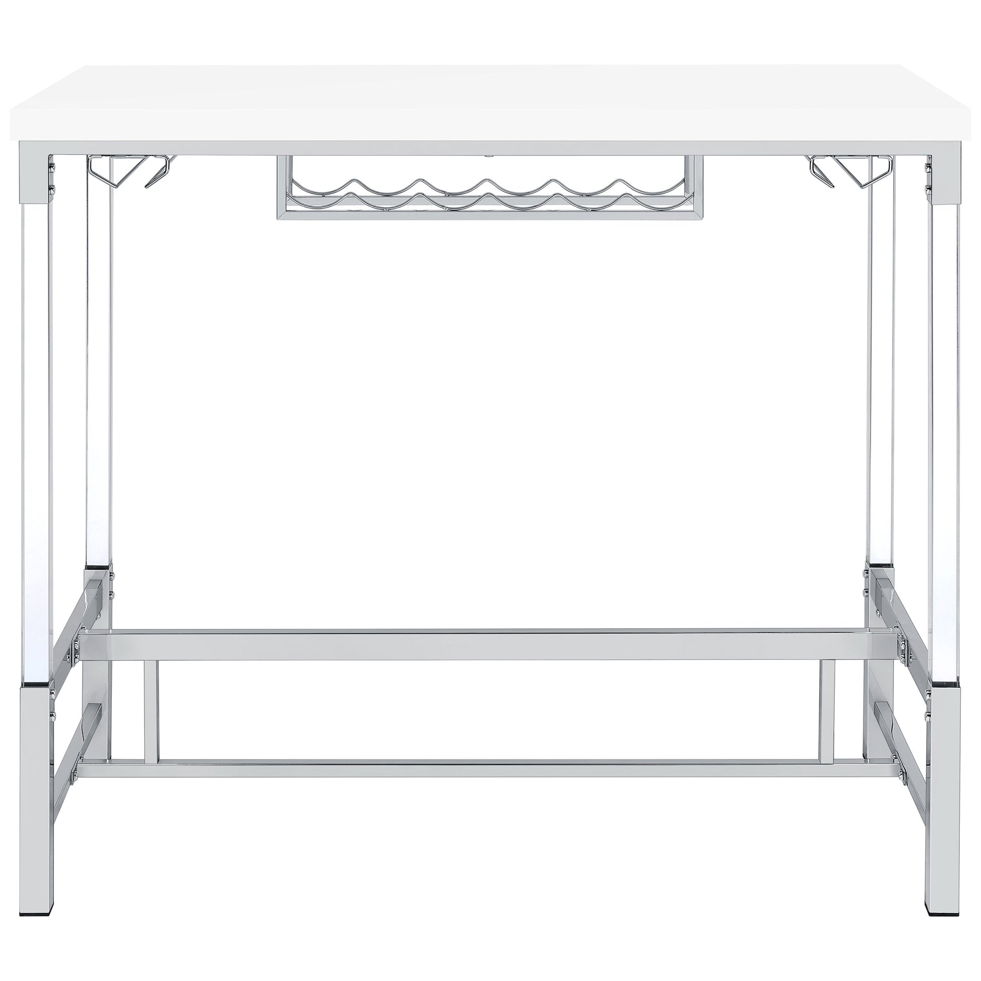 Norcrest 47-inch Acrylic Leg Bar Table White High Gloss