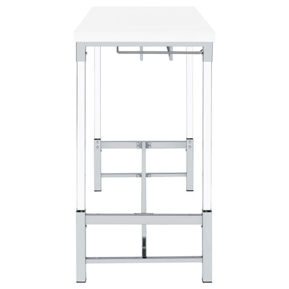 Norcrest 47-inch Acrylic Leg Bar Table White High Gloss