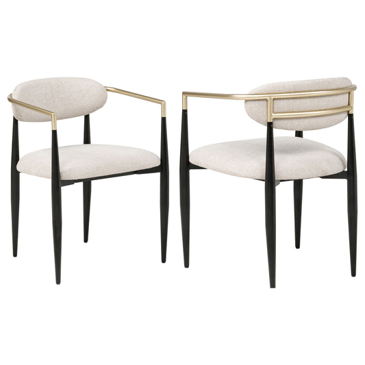 Bradbury Fabric Upholstered Dining Arm Chair Beige (Set of 2) - The Sleep Loft - Online Mattress Showroom NYC