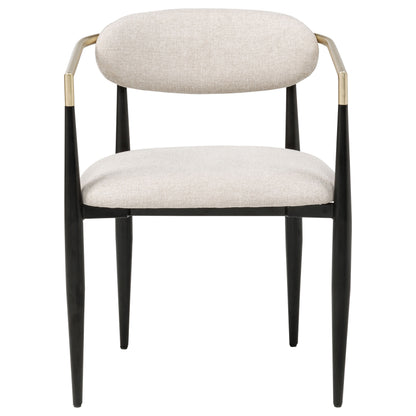 Bradbury Fabric Upholstered Dining Arm Chair Beige (Set of 2)