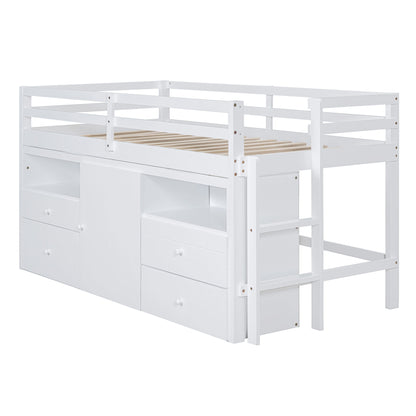 Loft Bed With 4 Drawers, Underneath Cabinet And Shelves - The Sleep Loft - Online Mattress Showroom NYC