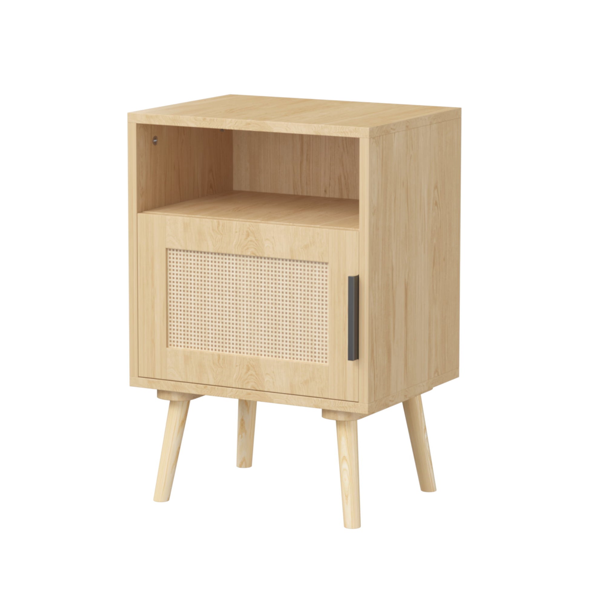 Nightstand, Side Table With Door And Open Shelf For Bedroom - Oak - The Sleep Loft - Online Mattress Showroom NYC