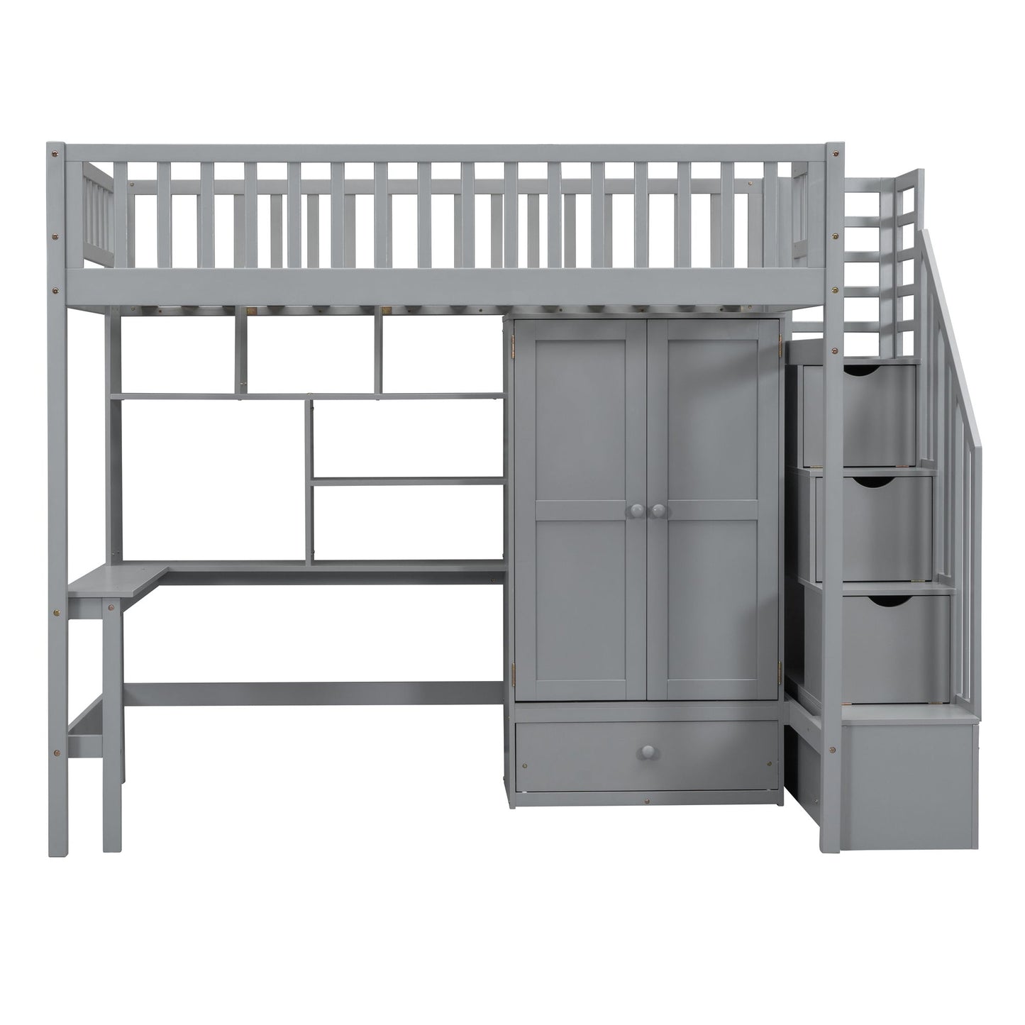 Loft Bed With Bookshelf, Drawers, Desk, And Wardrobe - The Sleep Loft - Online Mattress Showroom NYC