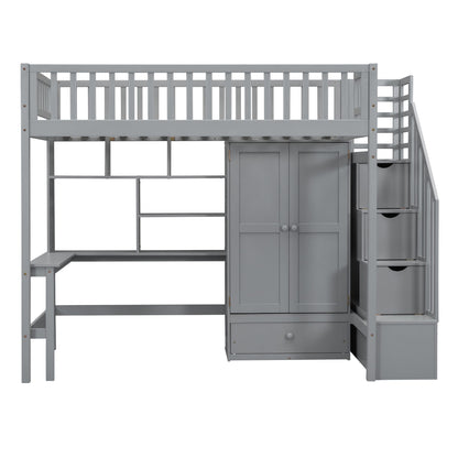 Loft Bed With Bookshelf, Drawers, Desk, And Wardrobe - The Sleep Loft - Online Mattress Showroom NYC