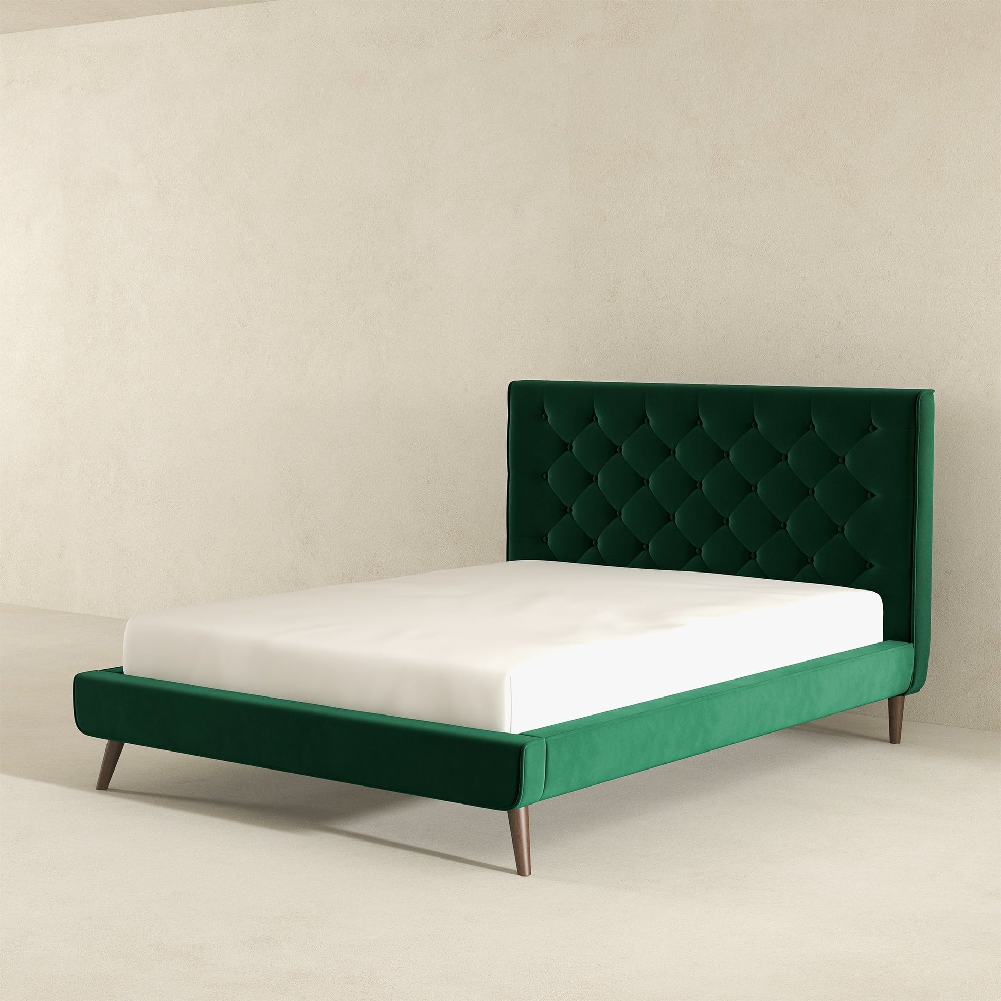 Dillon - Mid-Century Modern Velvet Platform Bed - The Sleep Loft - Online Mattress Showroom NYC