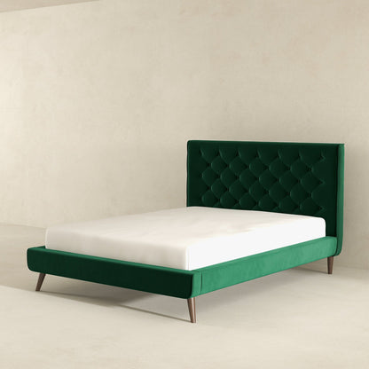 Dillon - Mid-Century Modern Velvet Platform Bed - The Sleep Loft - Online Mattress Showroom NYC