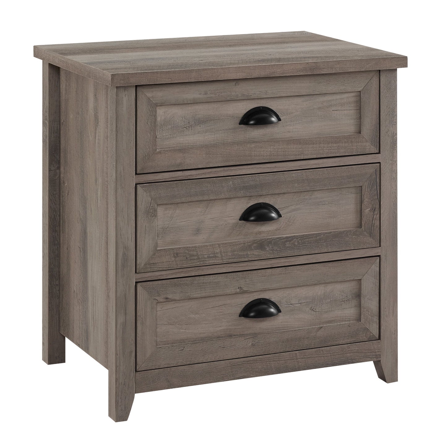 Transitional Farmhouse Framed 3 Drawer Nighstand With Cup Handles - The Sleep Loft - Online Mattress Showroom NYC