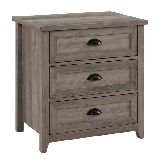 Transitional Farmhouse Framed 3 Drawer Nighstand With Cup Handles - The Sleep Loft - Online Mattress Showroom NYC
