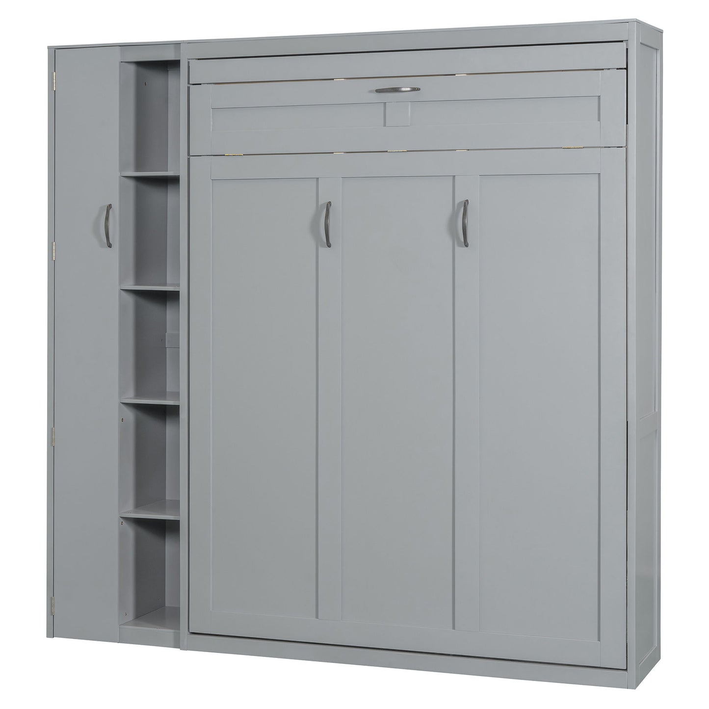 Murphy Wall Bed With Shelves, Wardrobe And LED Lights - The Sleep Loft - Online Mattress Showroom NYC