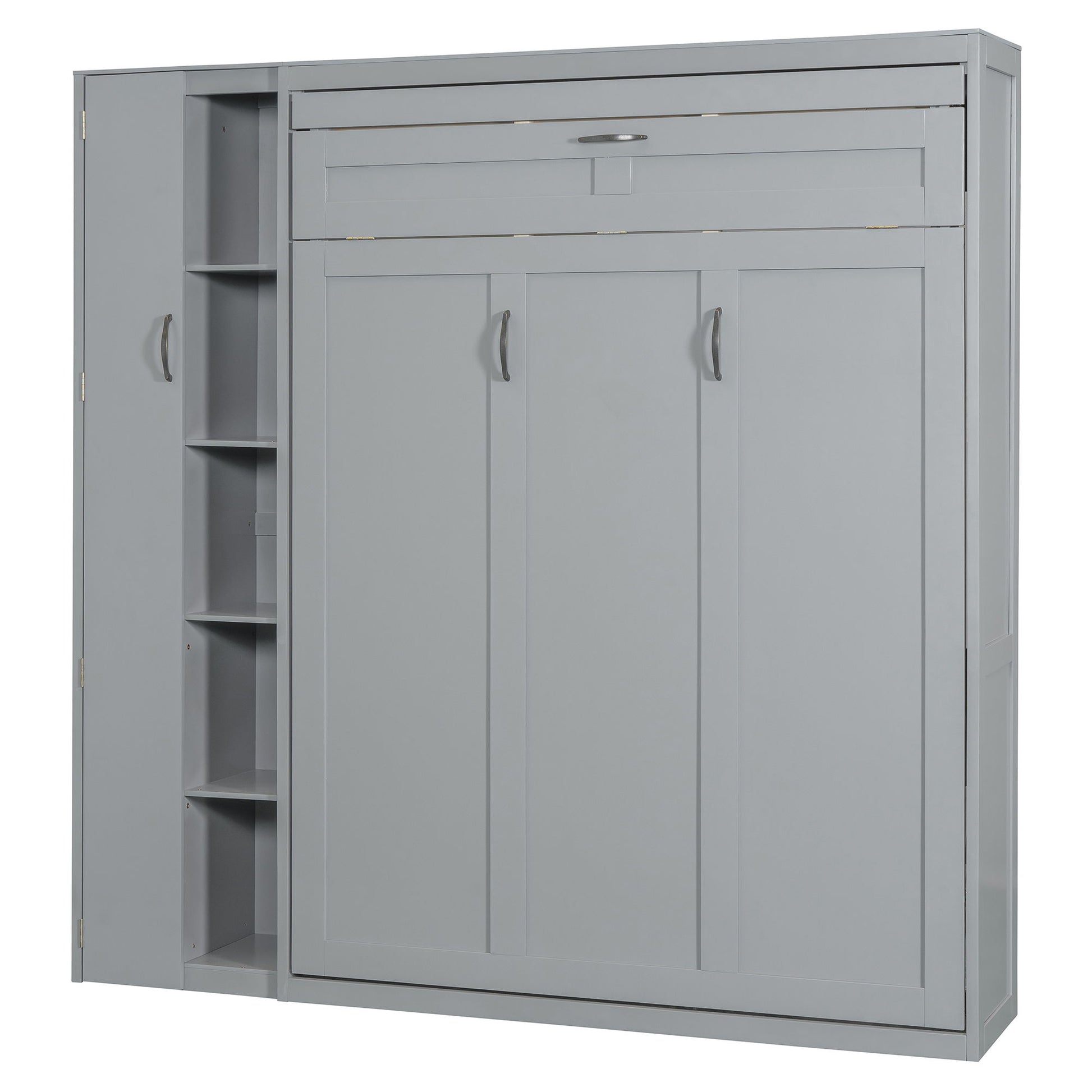 Murphy Wall Bed With Shelves, Wardrobe And LED Lights - The Sleep Loft - Online Mattress Showroom NYC