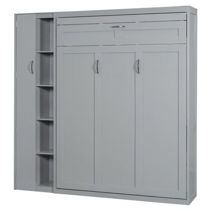 Murphy Wall Bed With Shelves, Wardrobe And LED Lights - The Sleep Loft - Online Mattress Showroom NYC