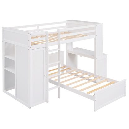 Loft Bed With A Stand Alone Bed, Shelves, Desk, And Wardrobe - The Sleep Loft - Online Mattress Showroom NYC