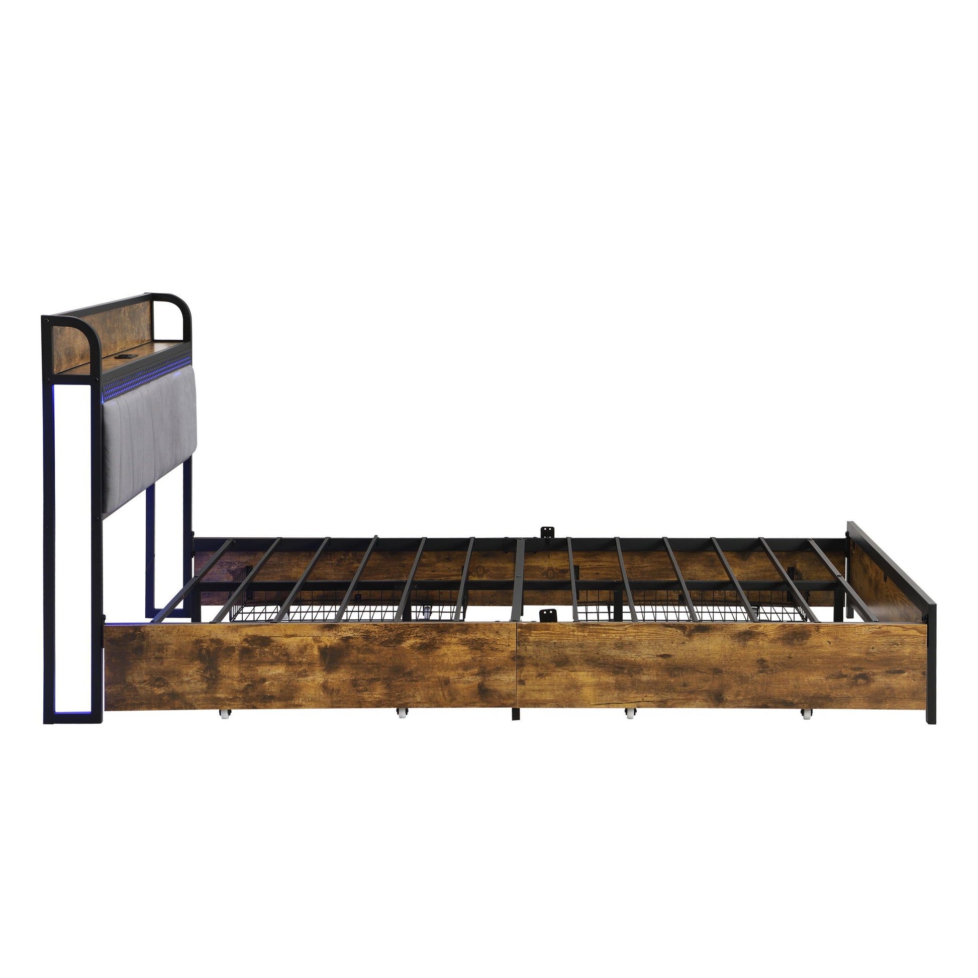 Contemporary Bed Frame With Storage Headboard, Charging Station, LED Lights - The Sleep Loft - Online Mattress Showroom NYC